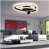 LED plafondlamp "Doculus" 2-vlam 35W RGBW, rond, aluminium/zwart met IR-afstandsbediening