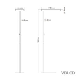 Kantoor LED Vloerlamp 80W 4000K met Rotary Dimmer