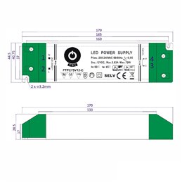 Fuente de alimentación LED de tensión constante, 75 W, 24 V CC, 3,13 A