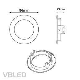 VBLED - LED-Lampe, LED-Treiber, Dimmer online beim Hersteller kaufen|LED Einbaurahmen aus Aluminium - silber Optik - rund - gebürstet - schwenkbar