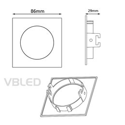 LED montageframe van aluminium - chroom - hoekig - glanzend - draaibaar