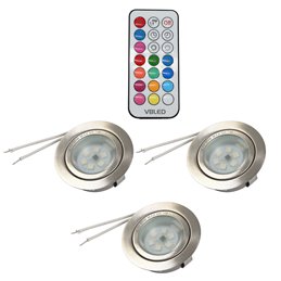 Set of 3 RGBW recessed furniture luminaires