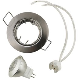 Set di faretti da incasso LED incl. illuminante 1,8W, WW, 12V, MR11, GU4, fissaggio rapido, alluminio, orientabile