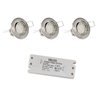 set di 3 faretti da incasso a LED 12V con lampadina da 2W e trasformatore