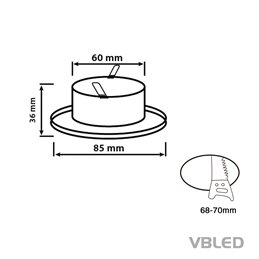 VBLED - LED-Lampe, LED-Treiber, Dimmer online beim Hersteller kaufen|LED Einbaurahmen IP44 - Metall - Ø68mm - silber - rund - NICHT schwenkbar