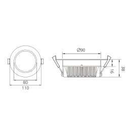 13W Apparecchio da incasso LED Ocean II R / bianco caldo 3000K