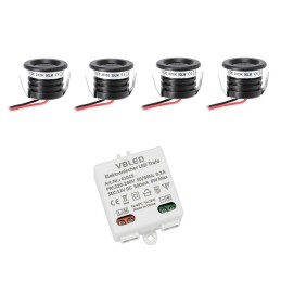 3 KIT "VISUM" 1W Inbouw Mini Spot IP65 Warm Wit Incl. IP67 LED Transformator