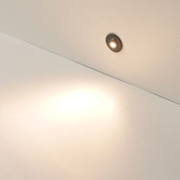 1W LED Mini Inbouwspot - "FOCOS" Minispot - 12V DC - IP20 - 3000K - Zwenkbaar - Zwart