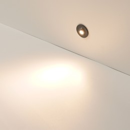 mini Spot encastré LED 1W - Minispot "FOCOS" - 12V DC - IP44 - 3000K - Orientable - Noir