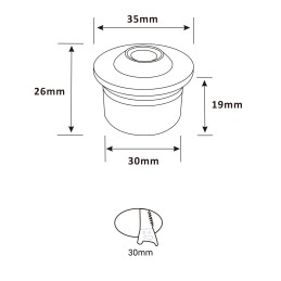 1W LED Mini Inbouwspot - "FOCOS" Minispot - 12V DC - IP20 - 3000K - Zwenkbaar - Zwart