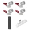 4er Wireless Set Mini LED Spot da soffitto 12VDC 3W 3000K "ESKINAR" orientabile con trasformatore LED e telecomando