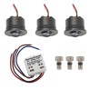 Set di 3 mini faretti da incasso a LED da 1W - Minispot "FOCOS" - 12V DC - IP44 - 3000K - Orientabile - Nero