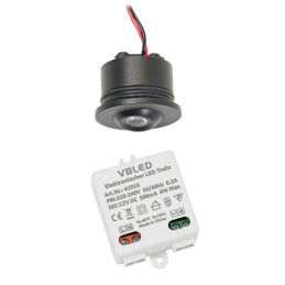 1W LED mini inbouwspot "LATERA" verlicht voorkant & zijkant - 350mA - IP44 - 3000K