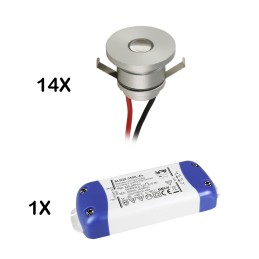 Set di 8 mini faretti da incasso in alluminio a LED da 3W "Luxonix" bianco caldo con alimentatore dimmerabile