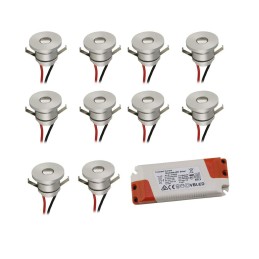 Set of 10 1W LED aluminium...