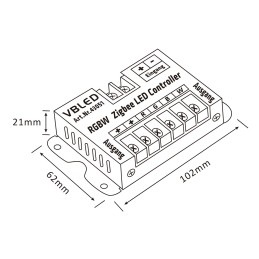 ZigBee 3.0 Controller 4 Kanaal 12-24V DC Max.16A voor RGBW Verlichting