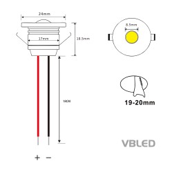 VBLED - LED-Lampe, LED-Treiber, Dimmer online beim Hersteller kaufen|2er-Set 1W Mini LED Einbauspot Einbaustrahler mit Netzteil