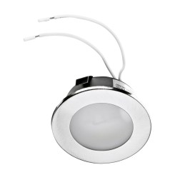 Spot encastré avec modules LED 5W, adaptateur secteur à gradation et cadre de montage en argent brossé, optique ronde