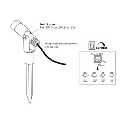 Set di 3 faretti da giardino a LED "Flavius" 3000K Dimmer a 3 stadi 1W, 2W, 3W