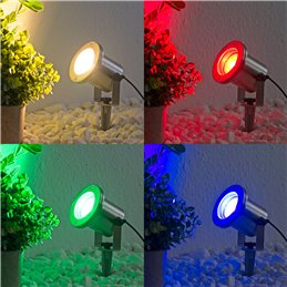 Set of 3 LED pond lights / garden pond light 12V, made of stainless steel IP68 with RGBW MR16 bulb and transformer