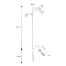 Gartus Tuinspot MIYA 2-vlam 13W 12V Outdoor IP65 3000K