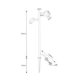 Gartus Faretto da giardino MIYA a 2 fiamme 7,5W 12V Outdoor IP65 3000K