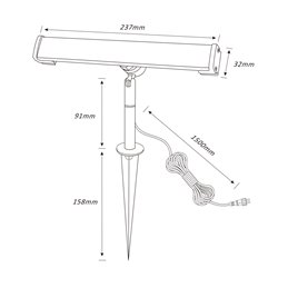 Gartus® LED Earth Spike Spotlight swivelling with Earth Spike 12VAC/DC 5.5W 3000K