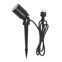 Faretto da giardino con picchetto a terra rotondo nero per lampadina GU10