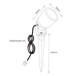 Faretto da giardino con picchetto a terra rotondo nero per lampadina GU10