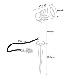 Spot de jardin avec ampoule LED remplaçable Noir 12V AC/DC 6W 3000K Blanc chaud